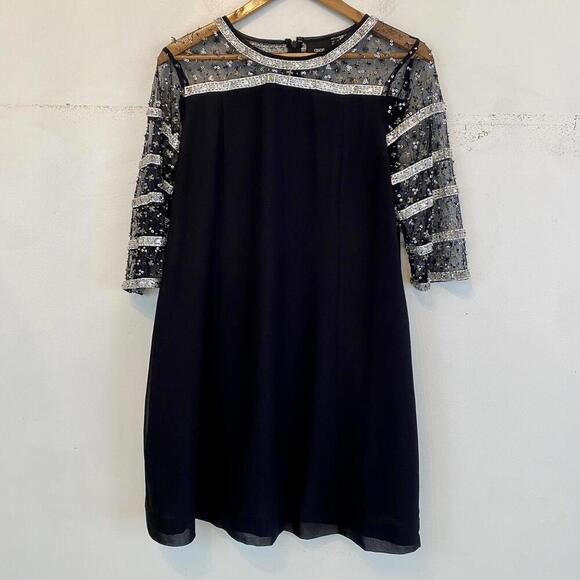 ASOS MATERNITY black beaded upper mini shift dress sz 8 - Picture 1 of 5